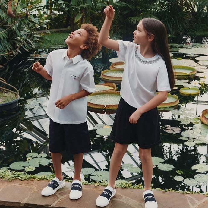 Image of a kids models in Givenchy outfits